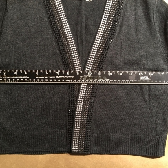 CALVIN KLEIN Rhinestone CROPPED Shrug, Dark Gray, NWT, Women’s Size M - Picture 4 of 9